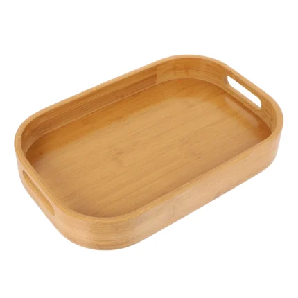 Japanese-Style BAMBOO Tray – Solid BAMBOO Serving Plate for Tea Cups, Snacks, Desserts, and Home Decor