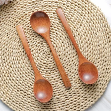 Bamboo Wooden Spoon – Kitchen Cooking Utensil for Soup, Teaspoon, Catering, and Dinner Use