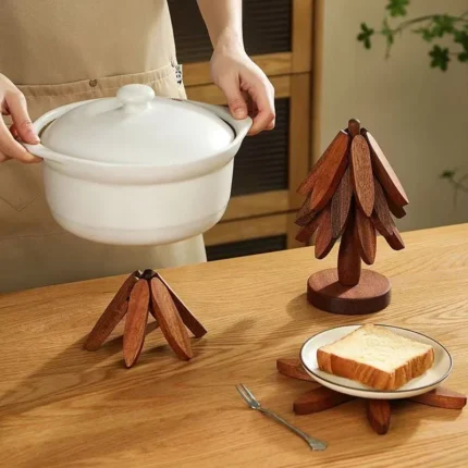 Wooden Tree-Design Trivet – Heat-Resistant Table Mat, Anti-Scald Pot Stand & Decorative Coaster