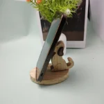 Handcrafted Wooden Puppy Phone Stand – Solid Wood Desk Organizer & Cute Animal Phone Holder for Home & Office - Image 2