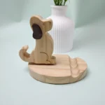 Handcrafted Wooden Puppy Phone Stand – Solid Wood Desk Organizer & Cute Animal Phone Holder for Home & Office - Image 4